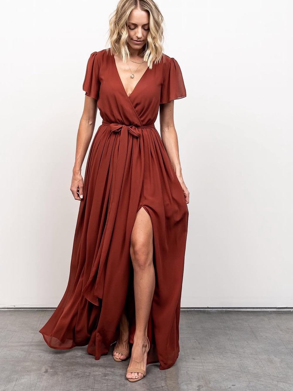 Baltic Born Kristina Maxi with tie waist Rustic Brown size Large NWT
